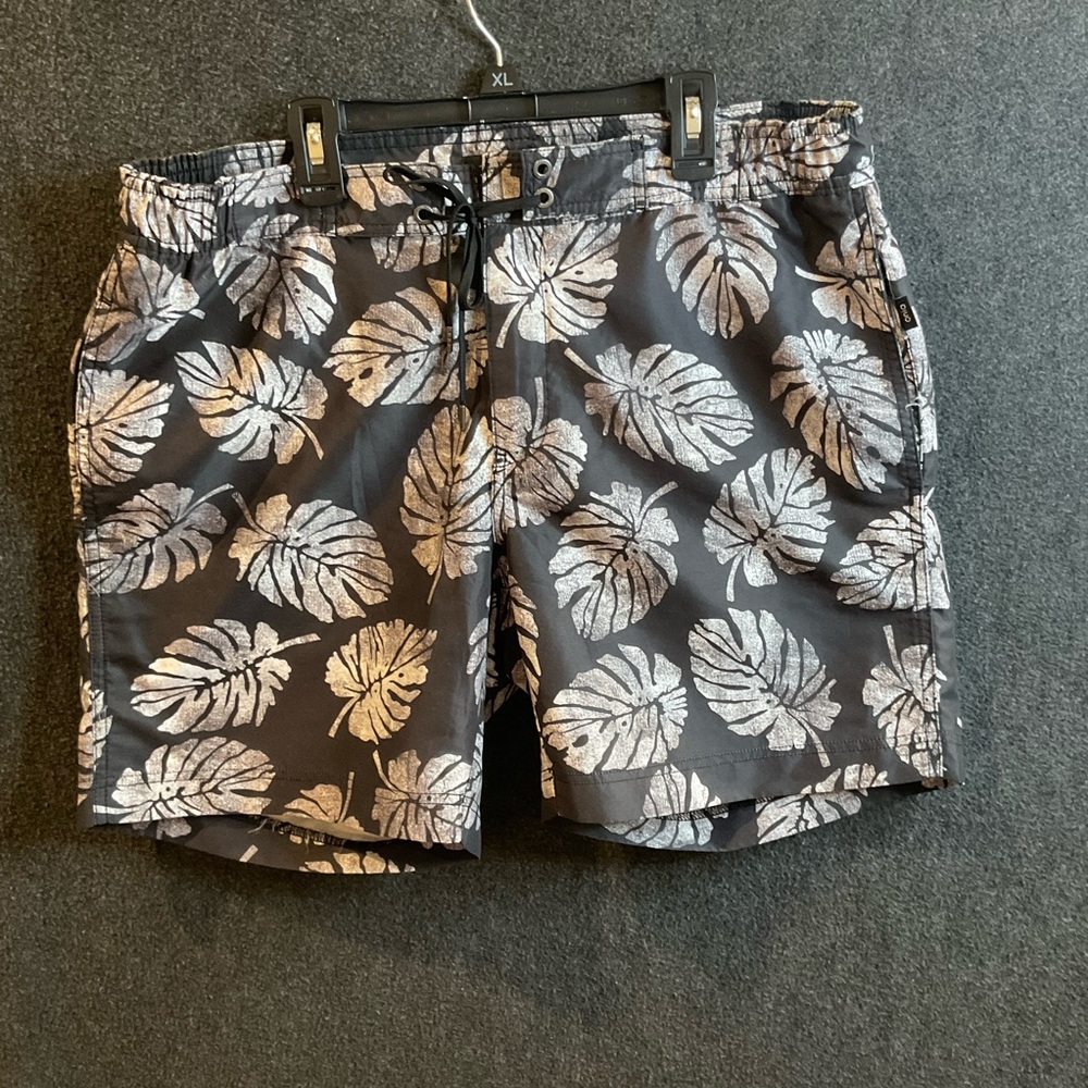 ONIA Mens Large Swim Trunks Shorts Mesh Lined Pockets Leaf Pattern size large